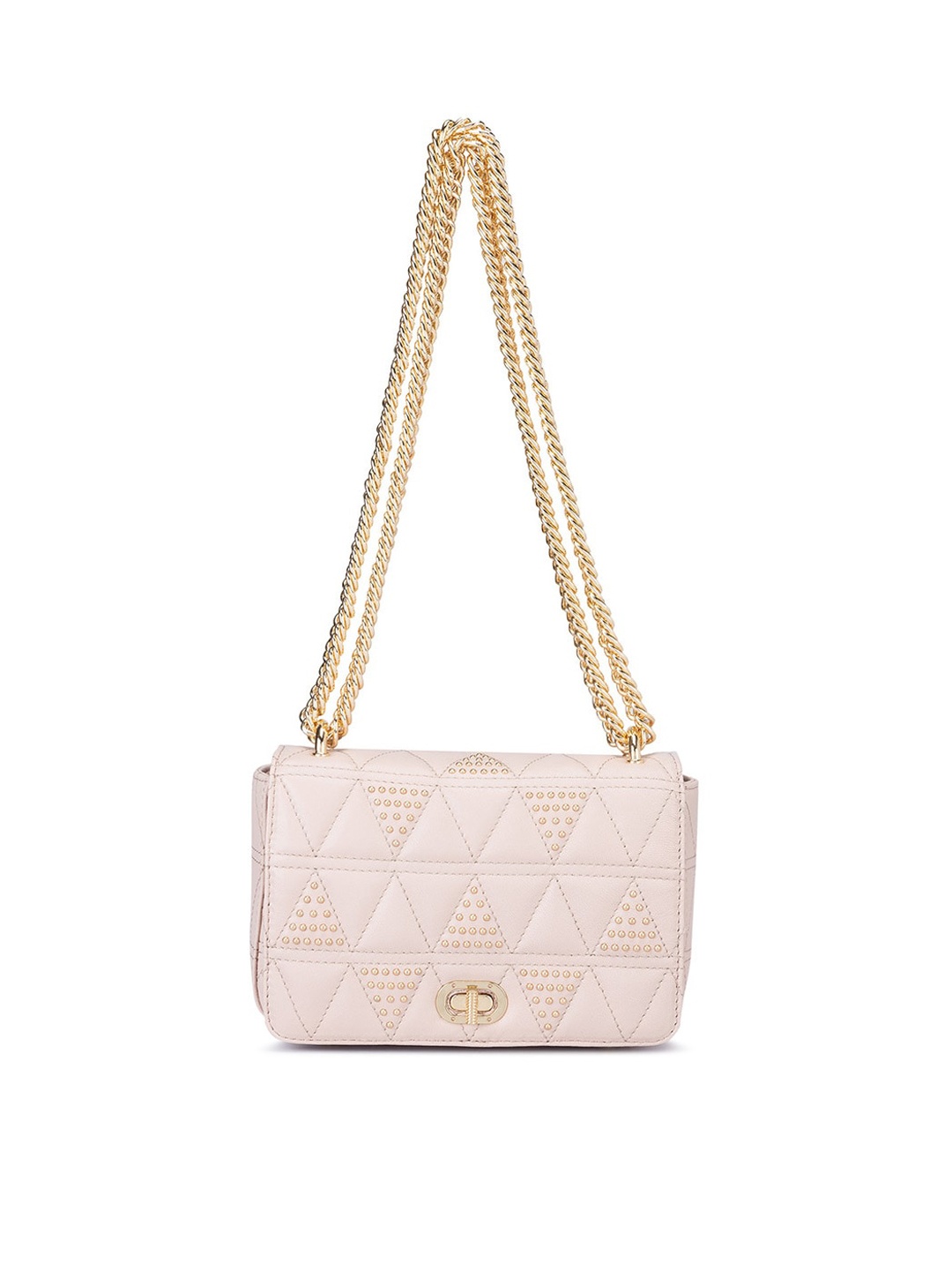 

Da Milano Textured Leather Structured Shoulder Bag With Quilted, Beige