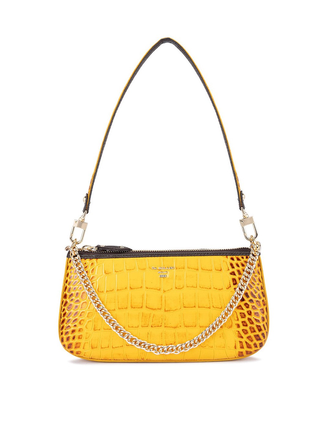 

Da Milano Textured Leather Structured Shoulder Bag, Yellow