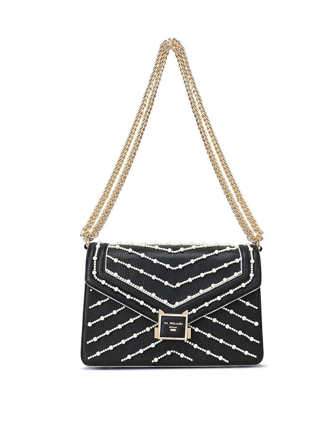 

Da Milano Textured Leather Sling Bag, Black