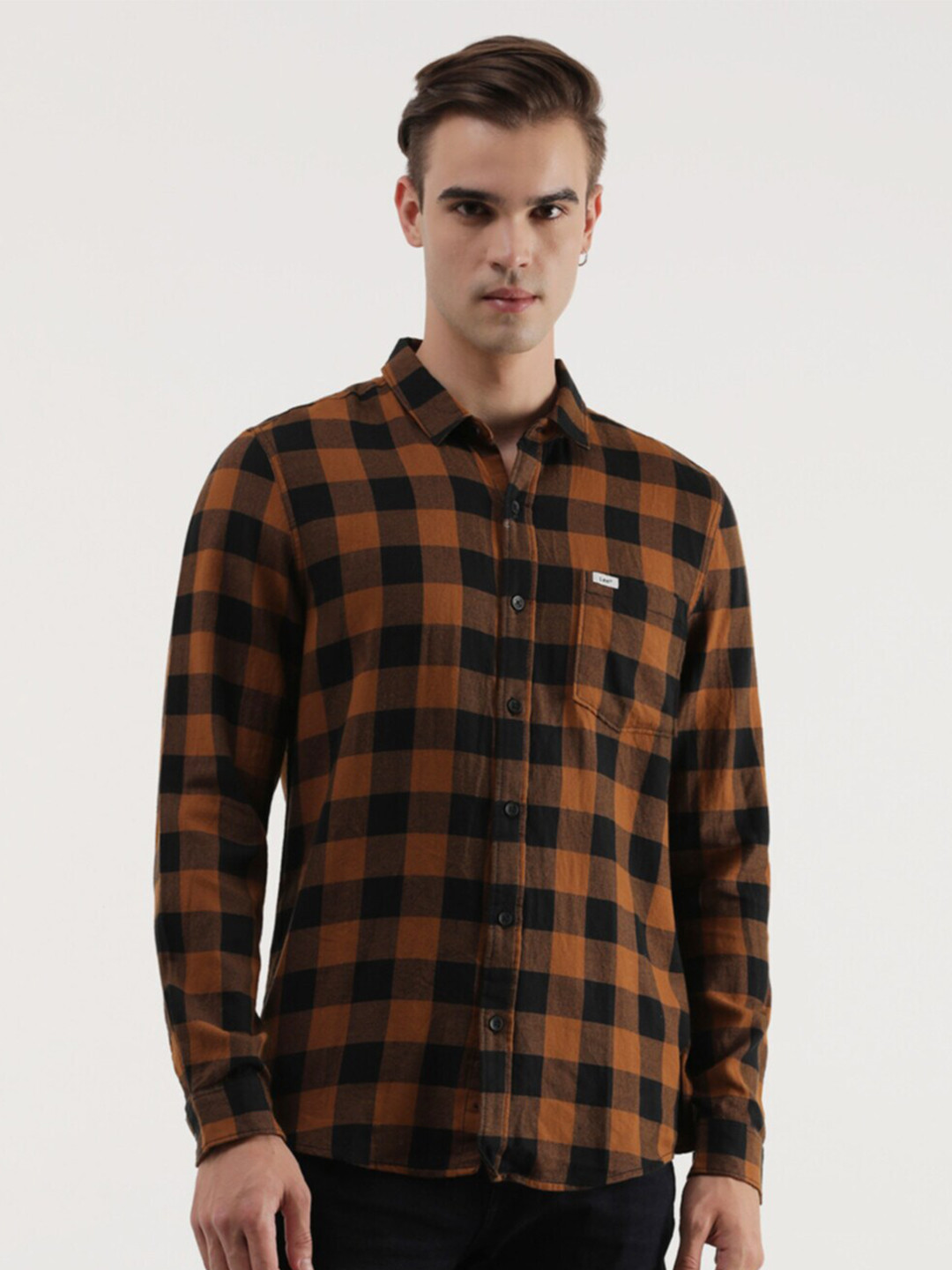 

Lee Slim Fit Buffalo Checked Cotton Casual Shirt, Brown