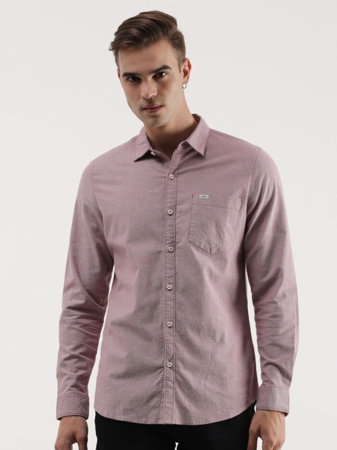 

Lee Slim Fit Spread Collar Cotton Casual Shirt, Pink