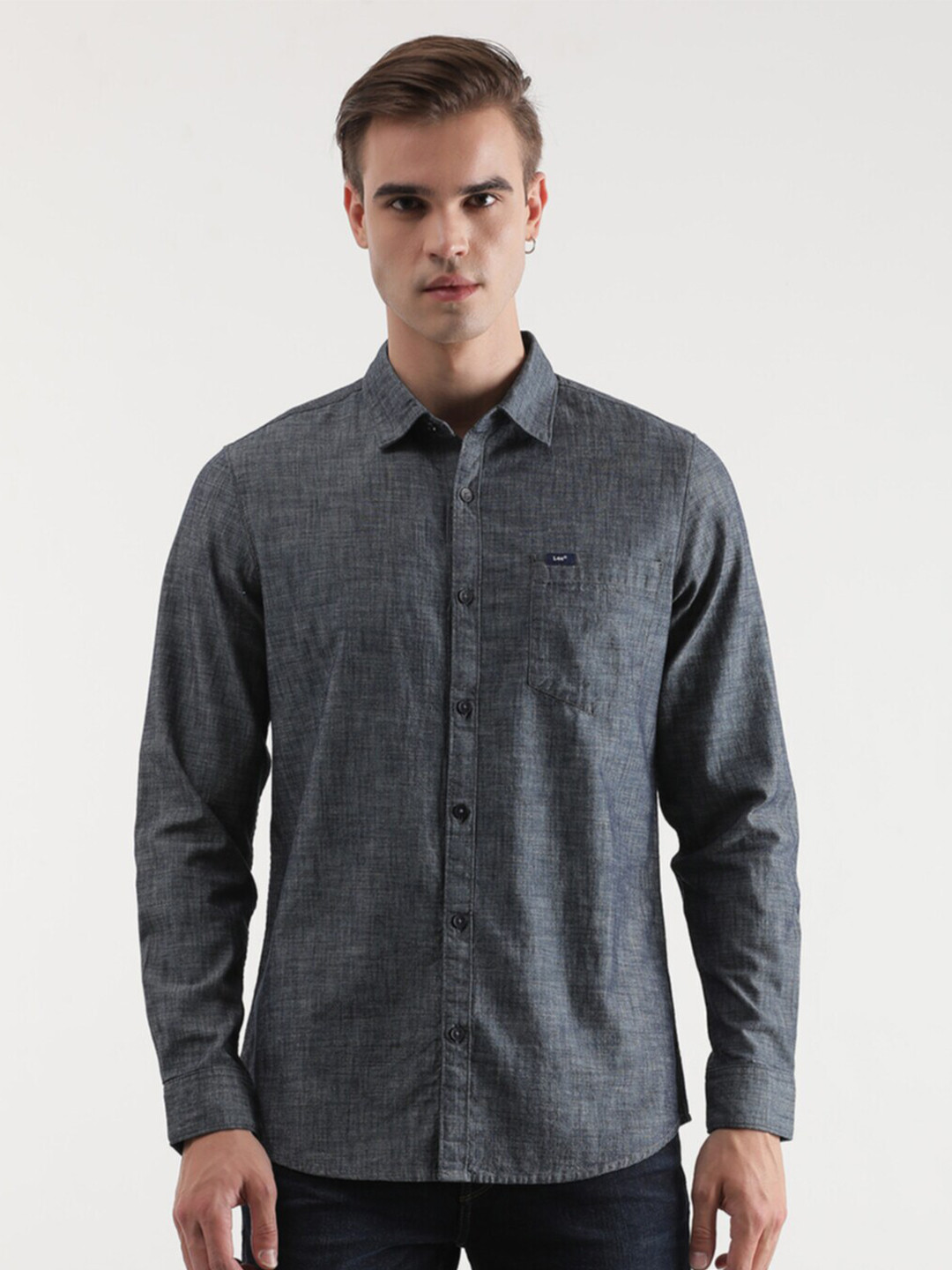 

Lee Slim Fit Spread Collar Cotton Casual Shirt, Grey