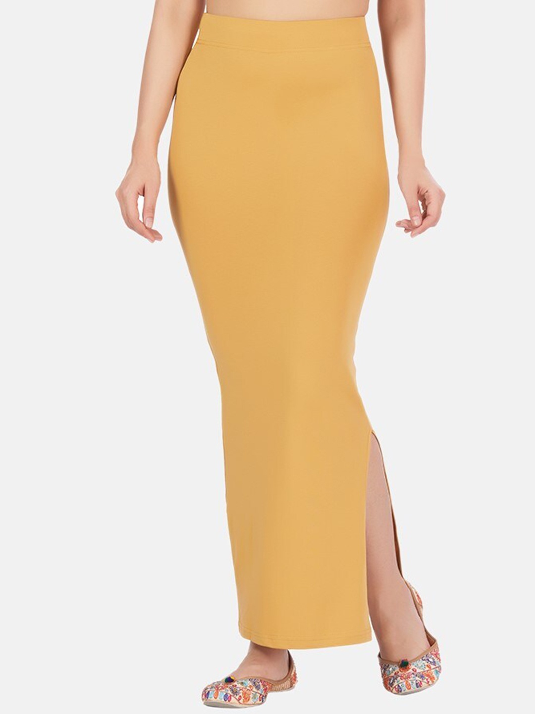 

Studio Shringaar Women Side Slit Cotton Saree Shapewear, Yellow