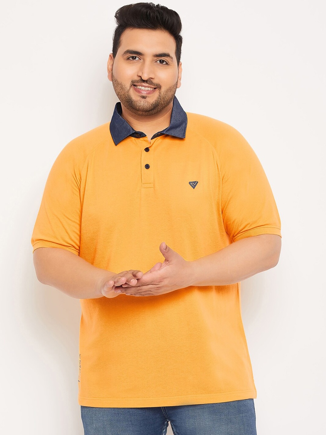 

Club York Plus Size Polo Collar Cotton T-Shirt, Yellow