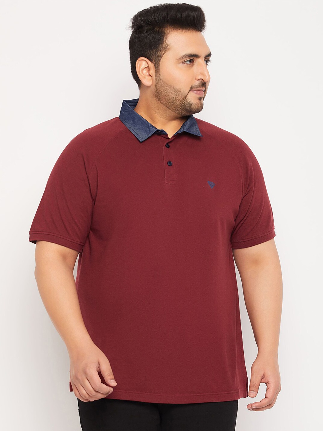 

Club York Plus Size Polo Collar Cotton T-Shirt, Maroon