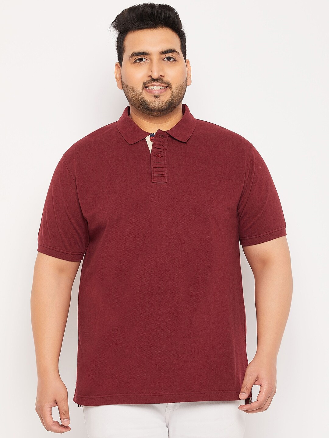 

Club York Plus Size Polo Collar T-shirt, Maroon
