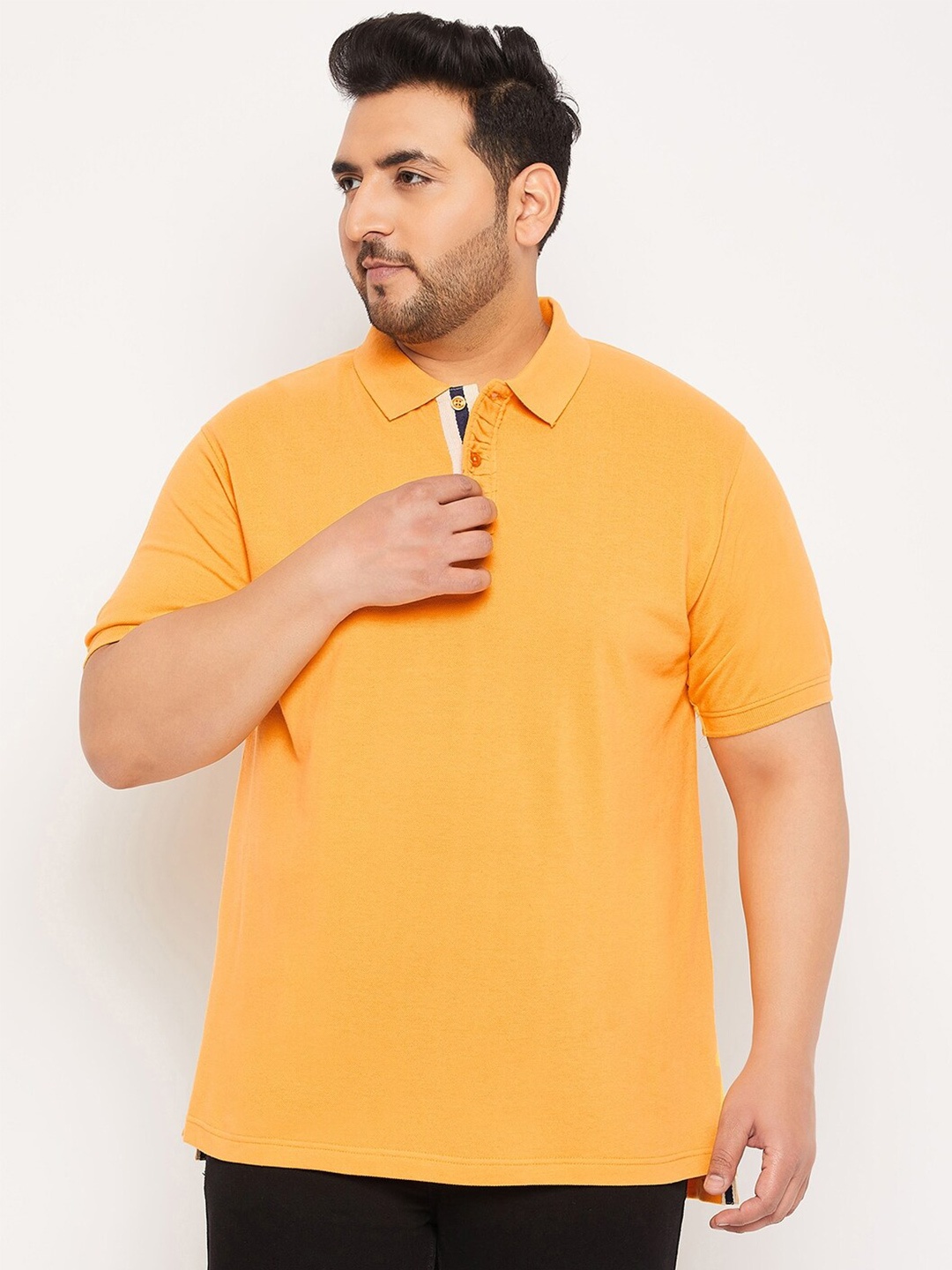 

Club York Plus Size Polo Collar Cotton T-Shirt, Yellow