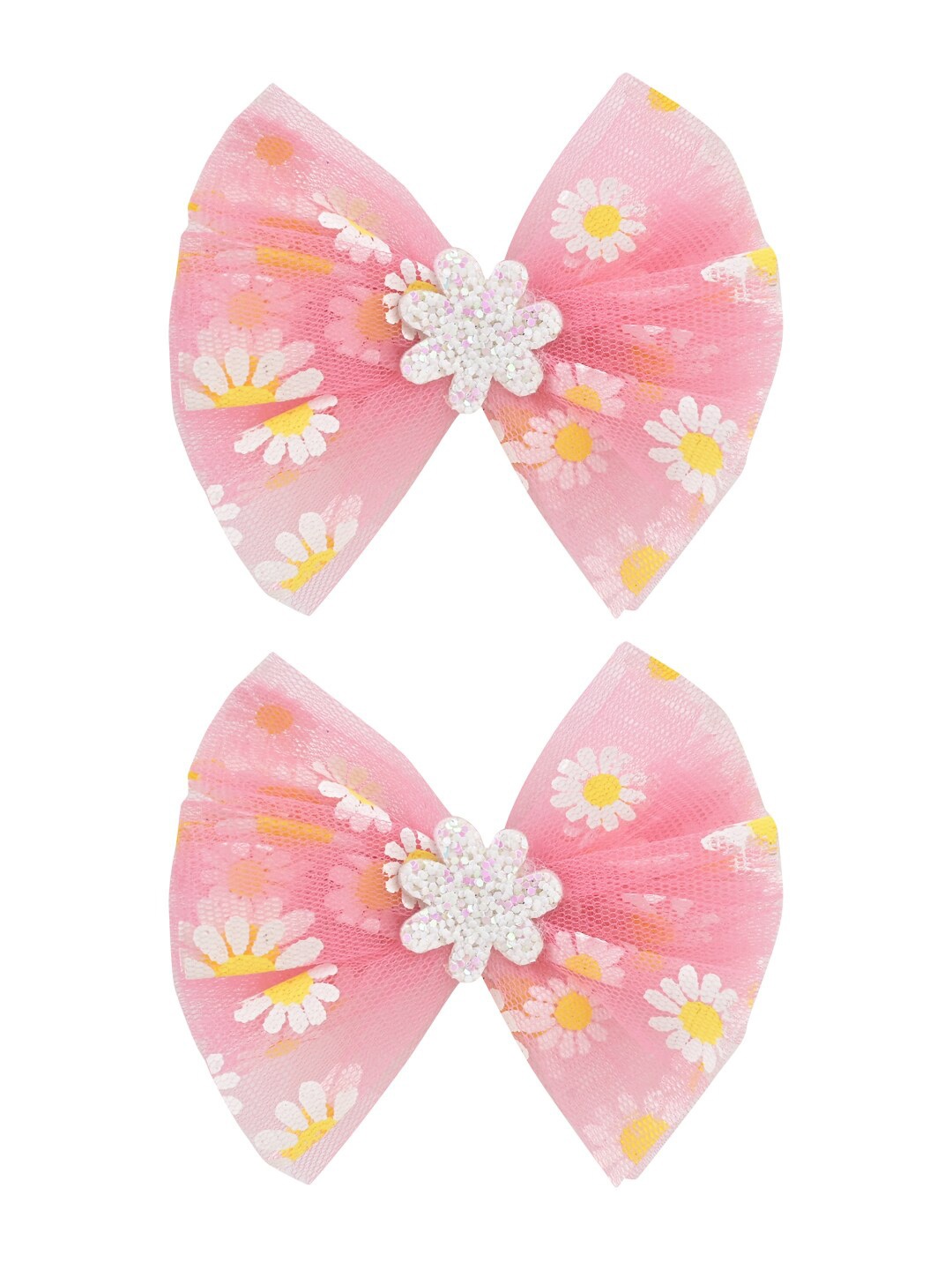 

Aye Candy Girls Set Of 2 Daisy Tulle Bows Alligator Hair Clip, Pink