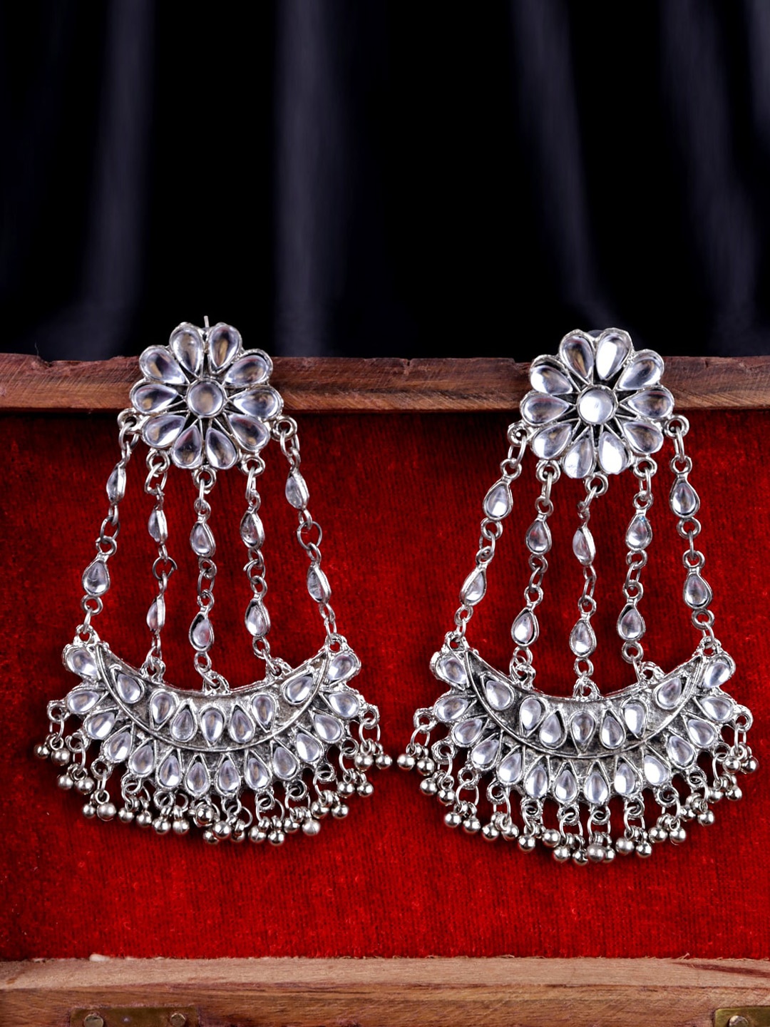 

Krelin Silver-Plated Stone Studded Chandbalis