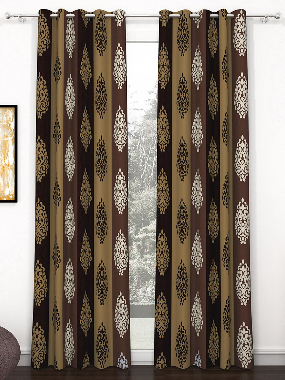 

Story@home Brown & Beige 2 Pieces Ethnic Motifs Printed Door Curtains