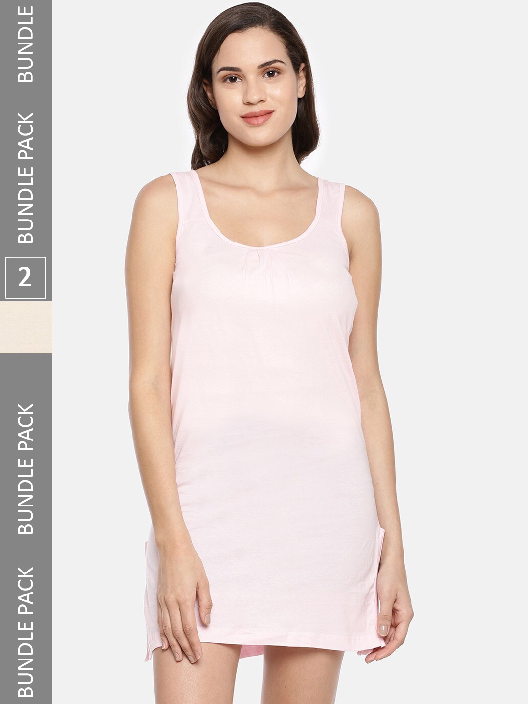 

GOLDSTROMS Pack Of 2 Cotton Round Neck Full Slips, Pink