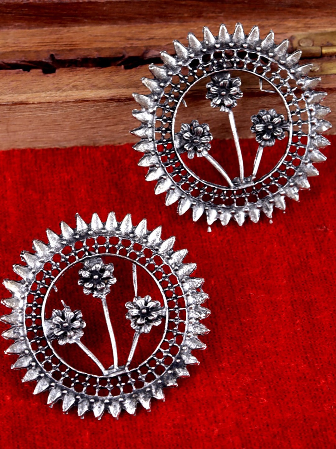 

Krelin Silver-Plated Circular Studs Earrings