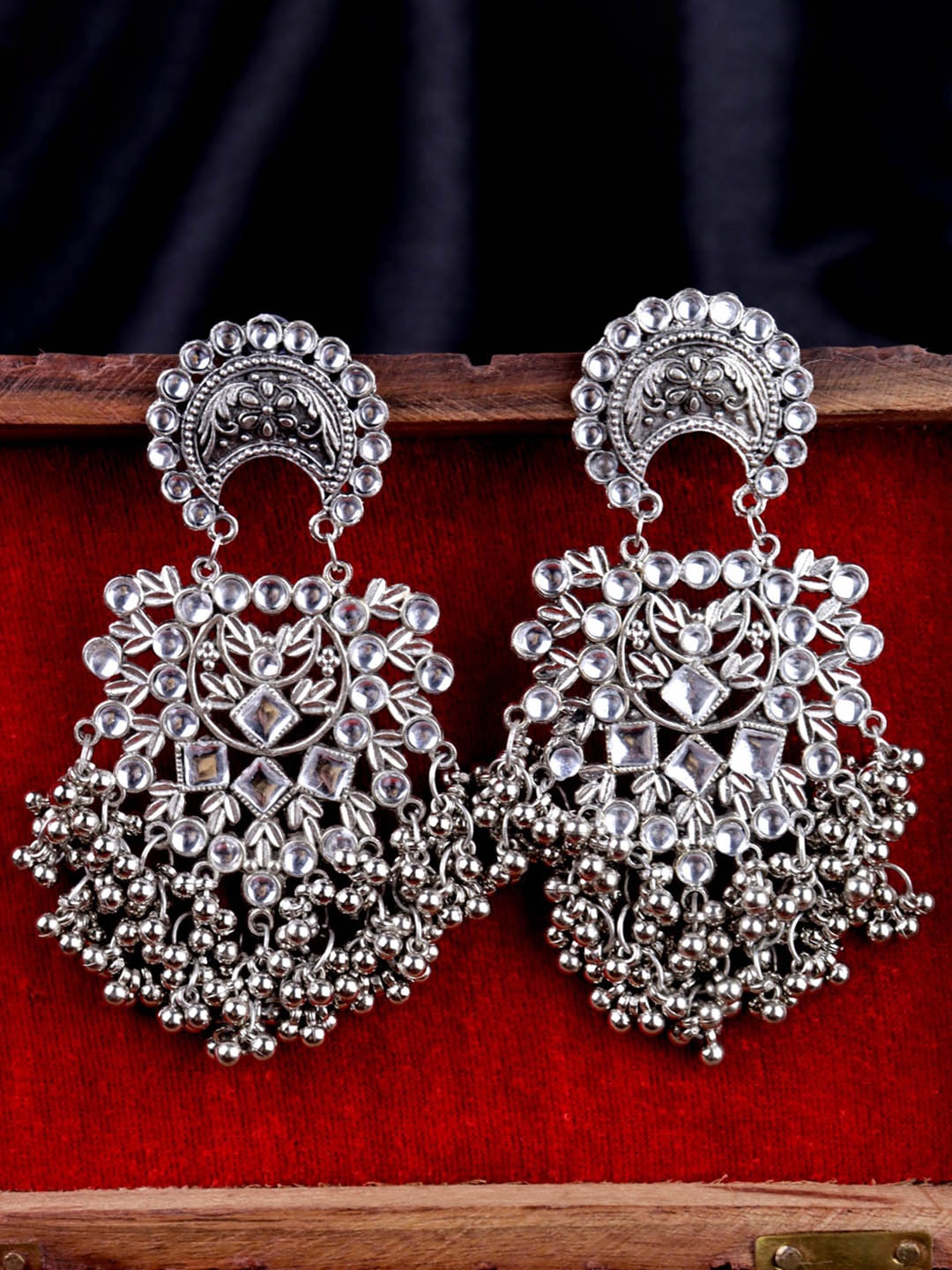 

Krelin Silver-Plated Stone Studded Chandbalis