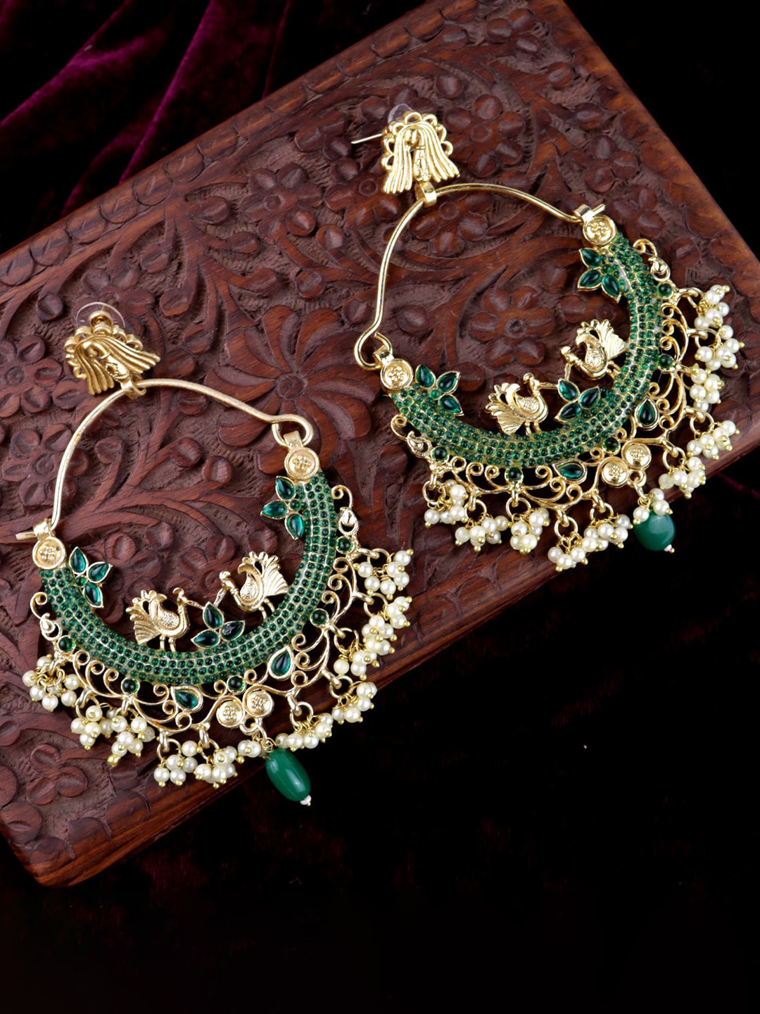 

Krelin Silver Gold-Plated Beaded Circular Chandbalis