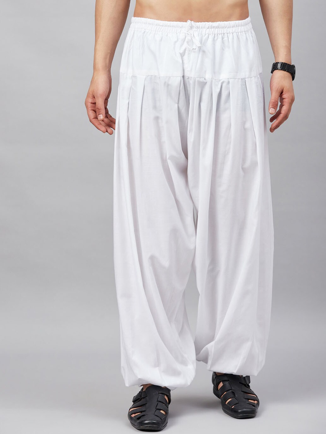 

VASTRAMAY Men Loose Fit Cotton Linen Patiala, White