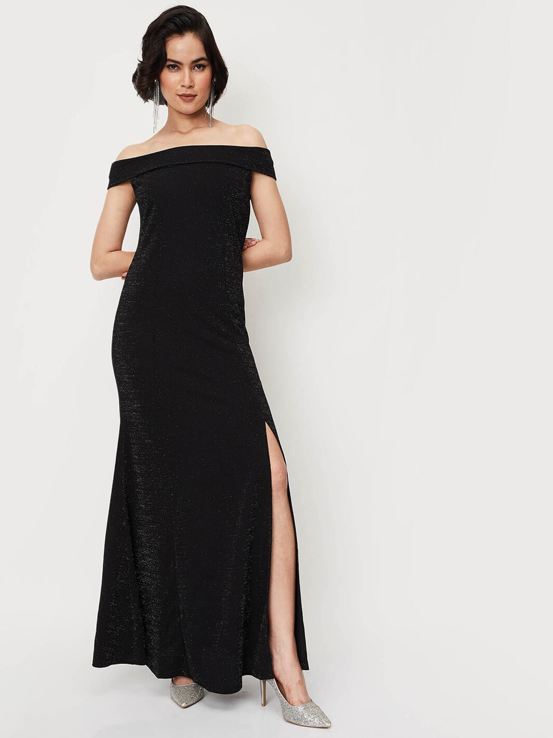 

max Off-Shoulder Sheath Dress, Black