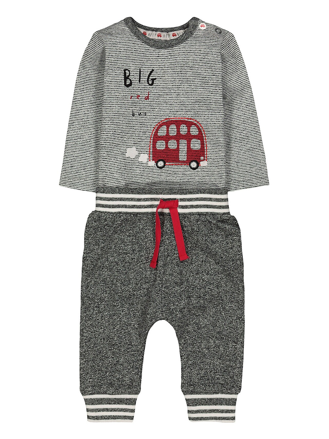 

mothercare Boys Striped T-shirt With Pyjamas Set, Grey