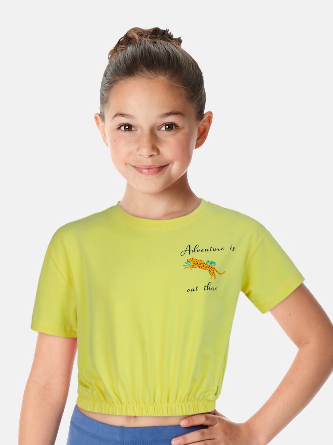 

Gini and Jony Infant Typography Printed Cotton Crop T-shirt, Yellow
