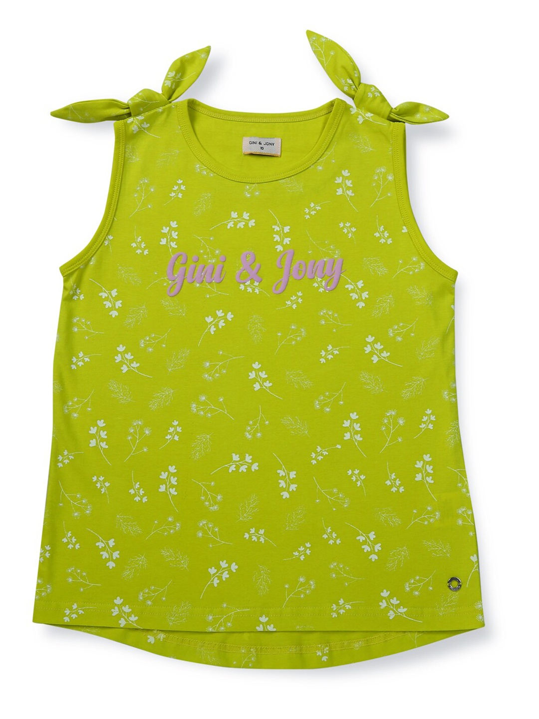 

Gini and Jony Infant Girls Floral Printed Knitted Cotton Top, Green