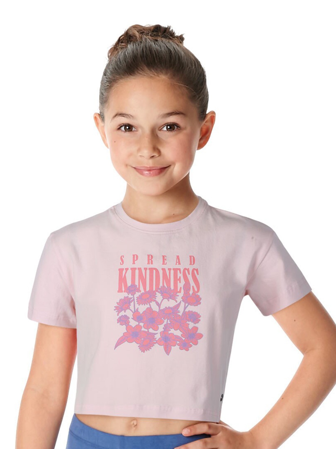 

Gini and Jony Girls Typography Printed Cotton Crop T-shirt, Mauve