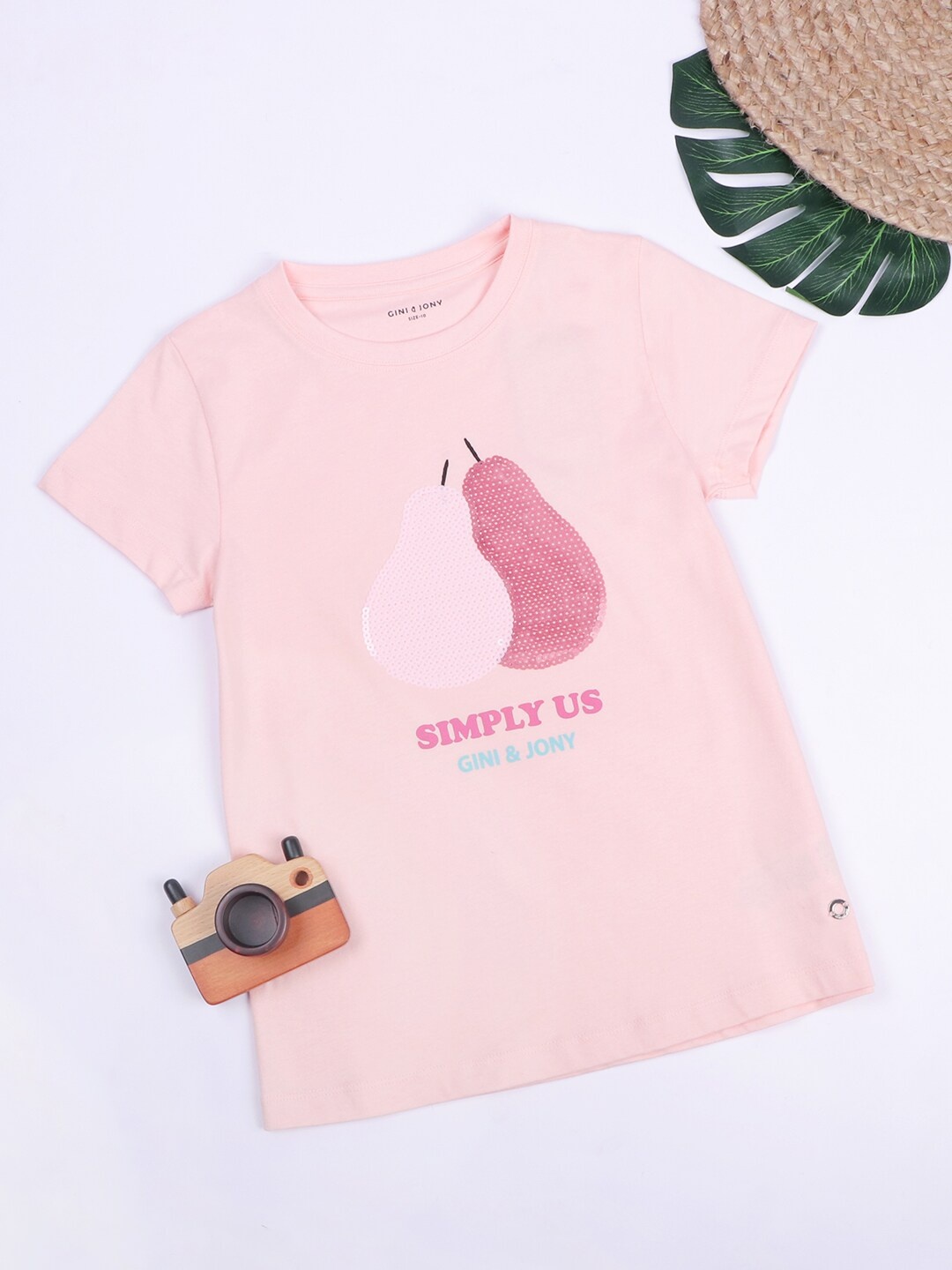 

Gini and Jony Infants Graphic Printed Cotton T-shirt, Pink