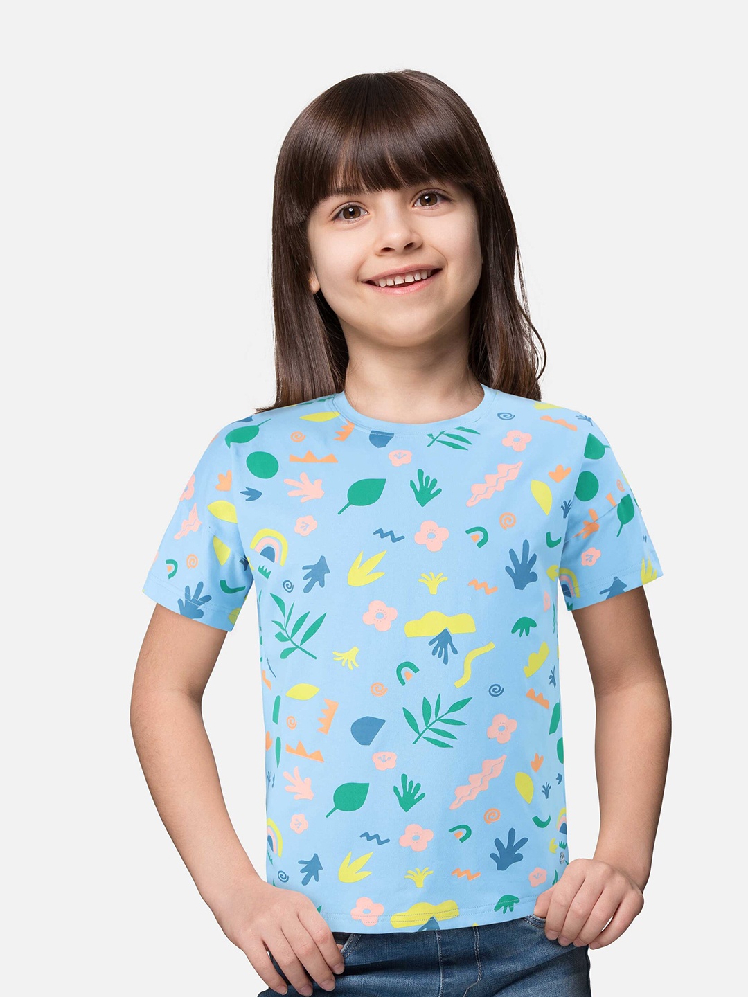 

Gini and Jony Girls Conversational Printed Cotton T-Shirt, Blue