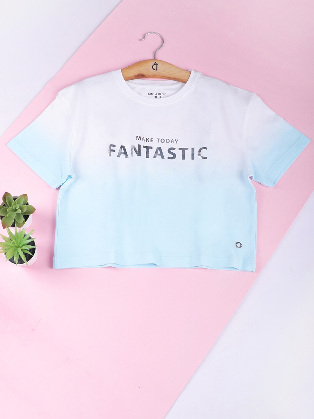 

Gini and Jony Infant Girls Ombre Cotton Boxy Top, Blue