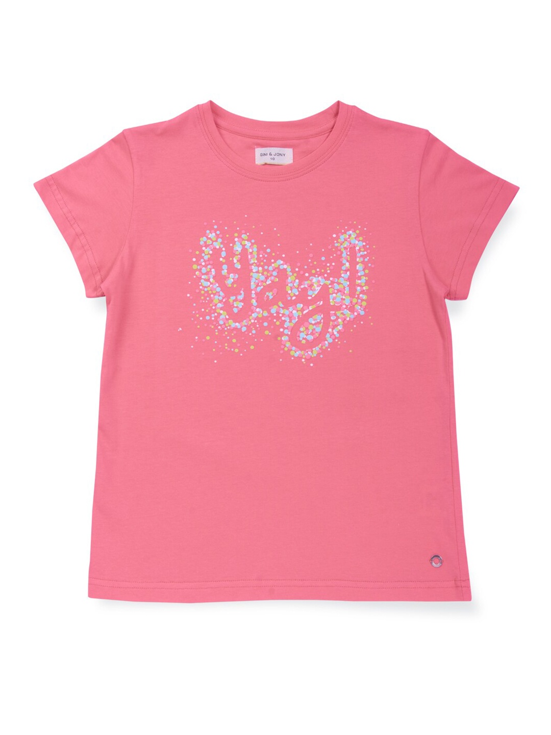 

Gini and Jony Infants Girls Typography Printed Cotton T-Shirt, Pink