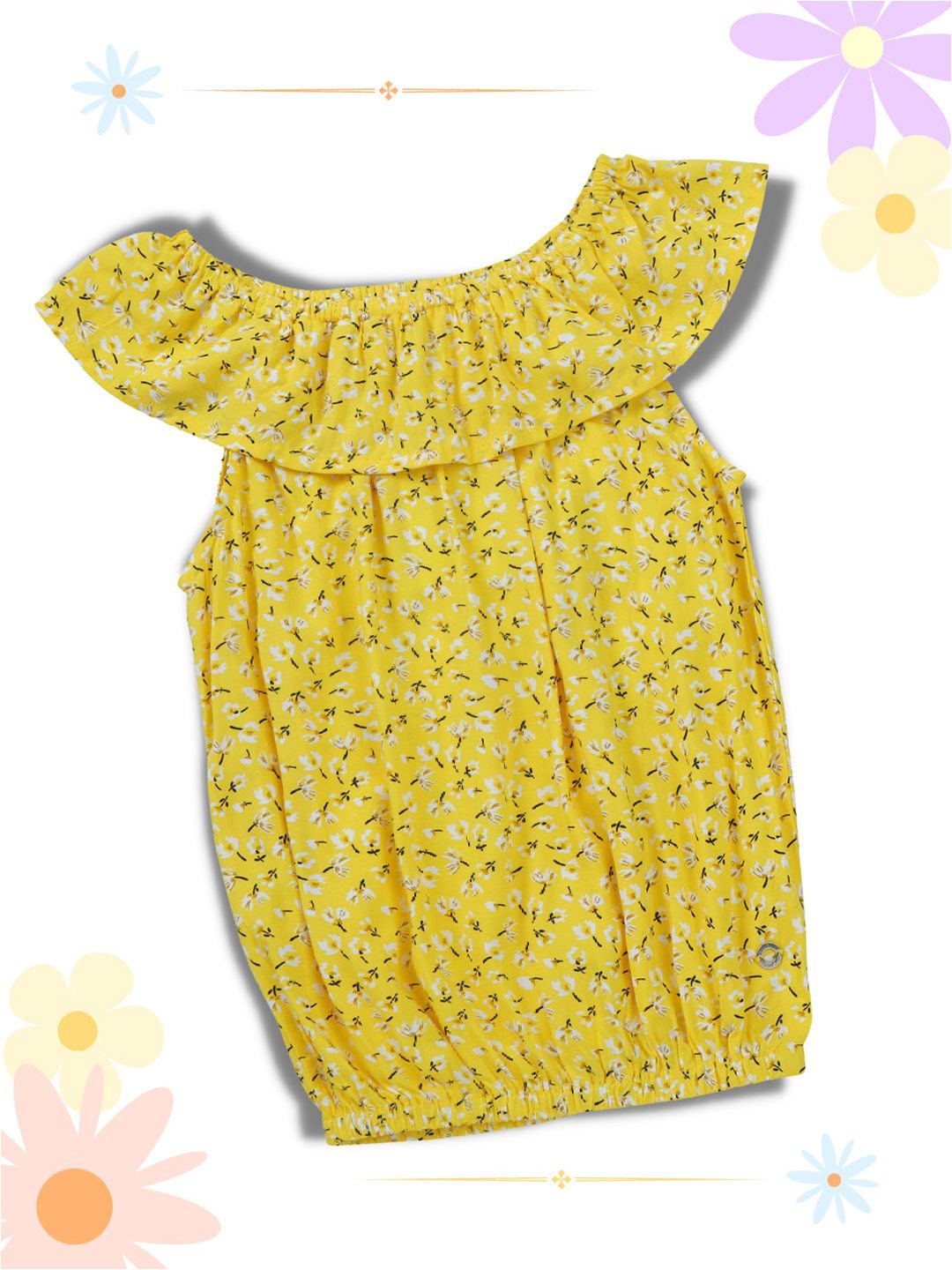 

Gini and Jony Girls Floral Printed Cotton Blouson Top, Yellow