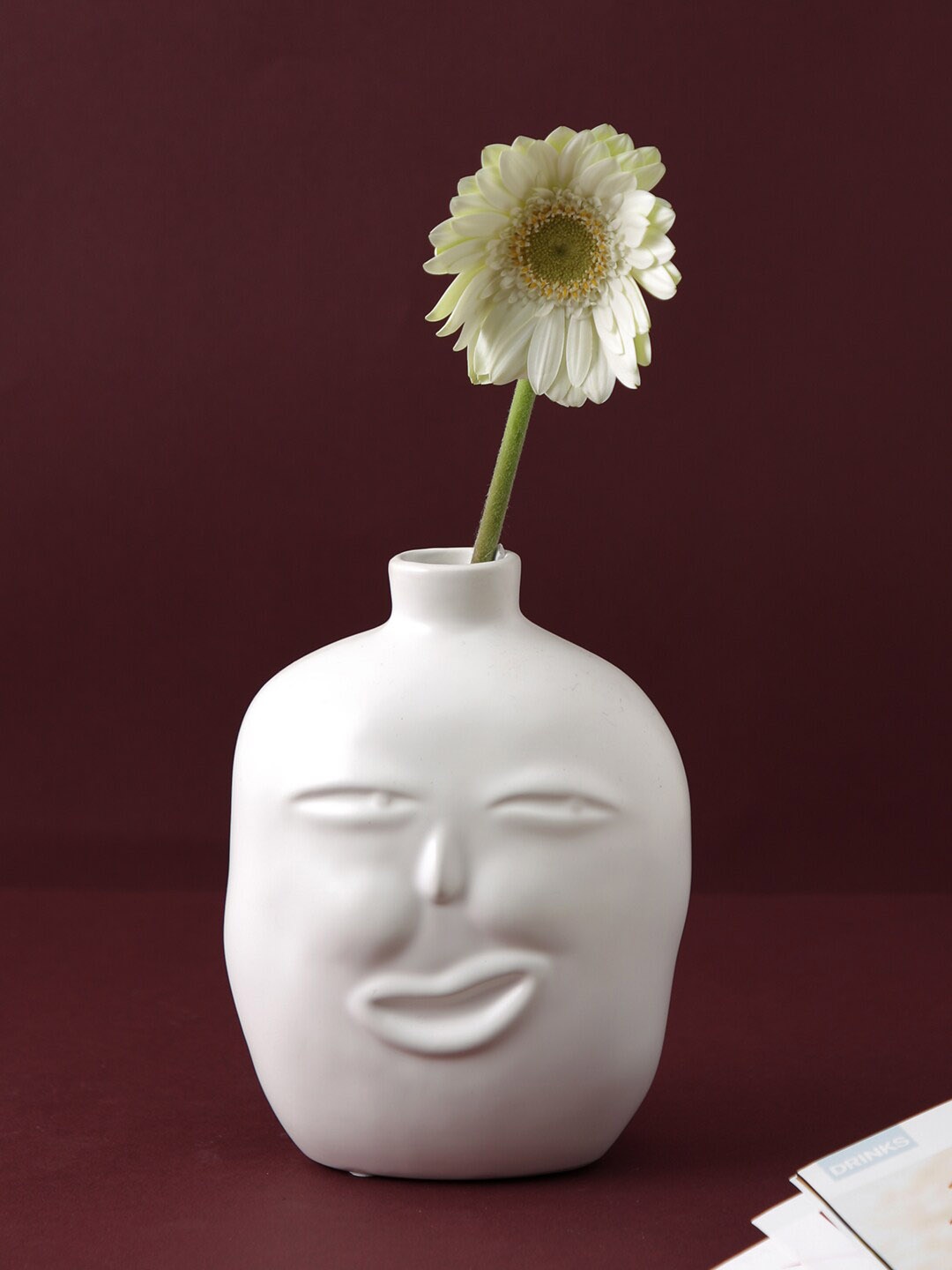 

TAYHAA White Face Shape Ceramic Flower Vase With Narrow Neck
