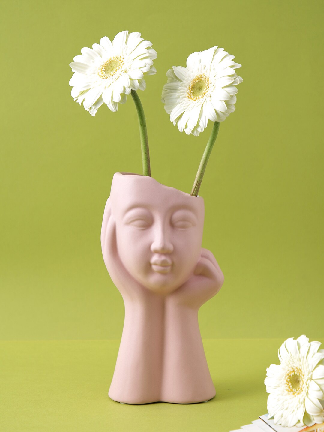 

TAYHAA Pink Thinking Girl Like Design Ceramic Flower Vase