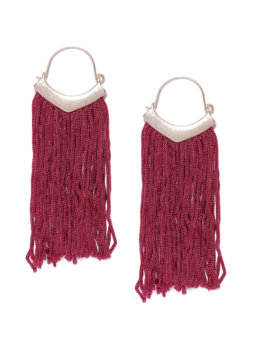 

Tipsyfly Gold-Toned & Red Tasselled Drop Earrings