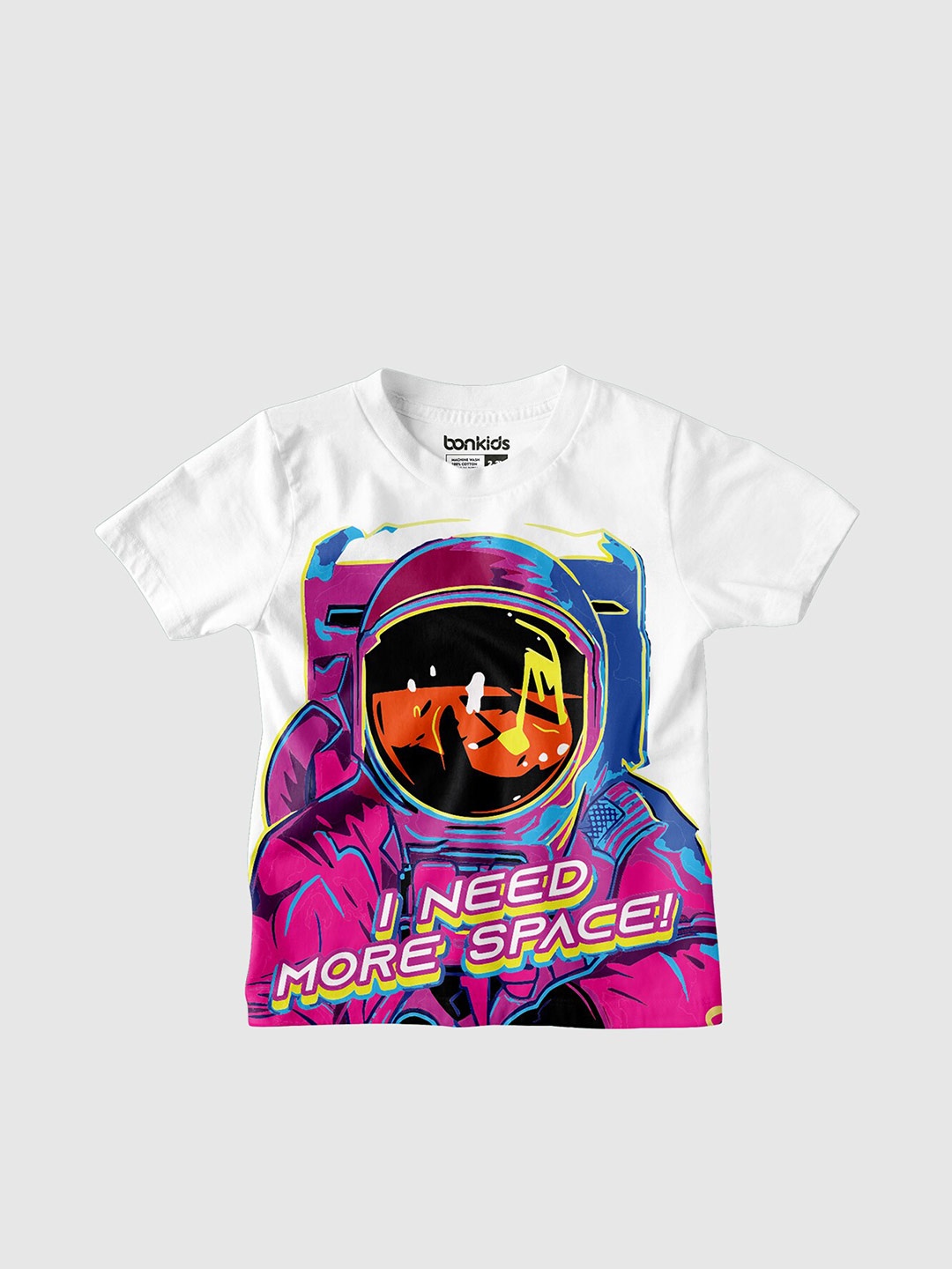 

BONKIDS Boys White Printed V-Neck Pockets T-shirt