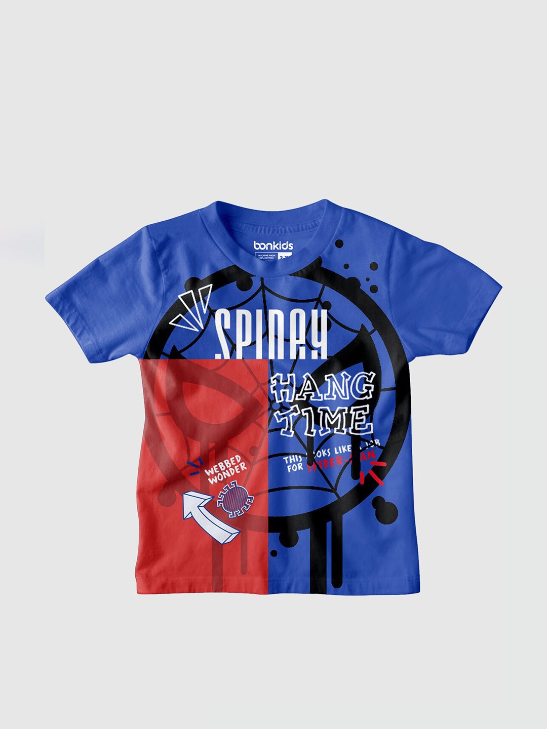 

BONKIDS Boys Graphic Printed Round Neck Cotton T-Shirt, Blue