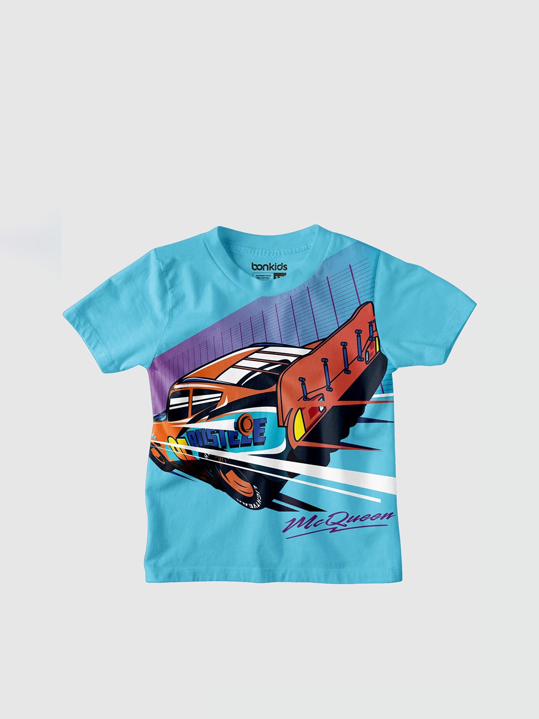 

BONKIDS Boys Blue Printed Applique T-shirt