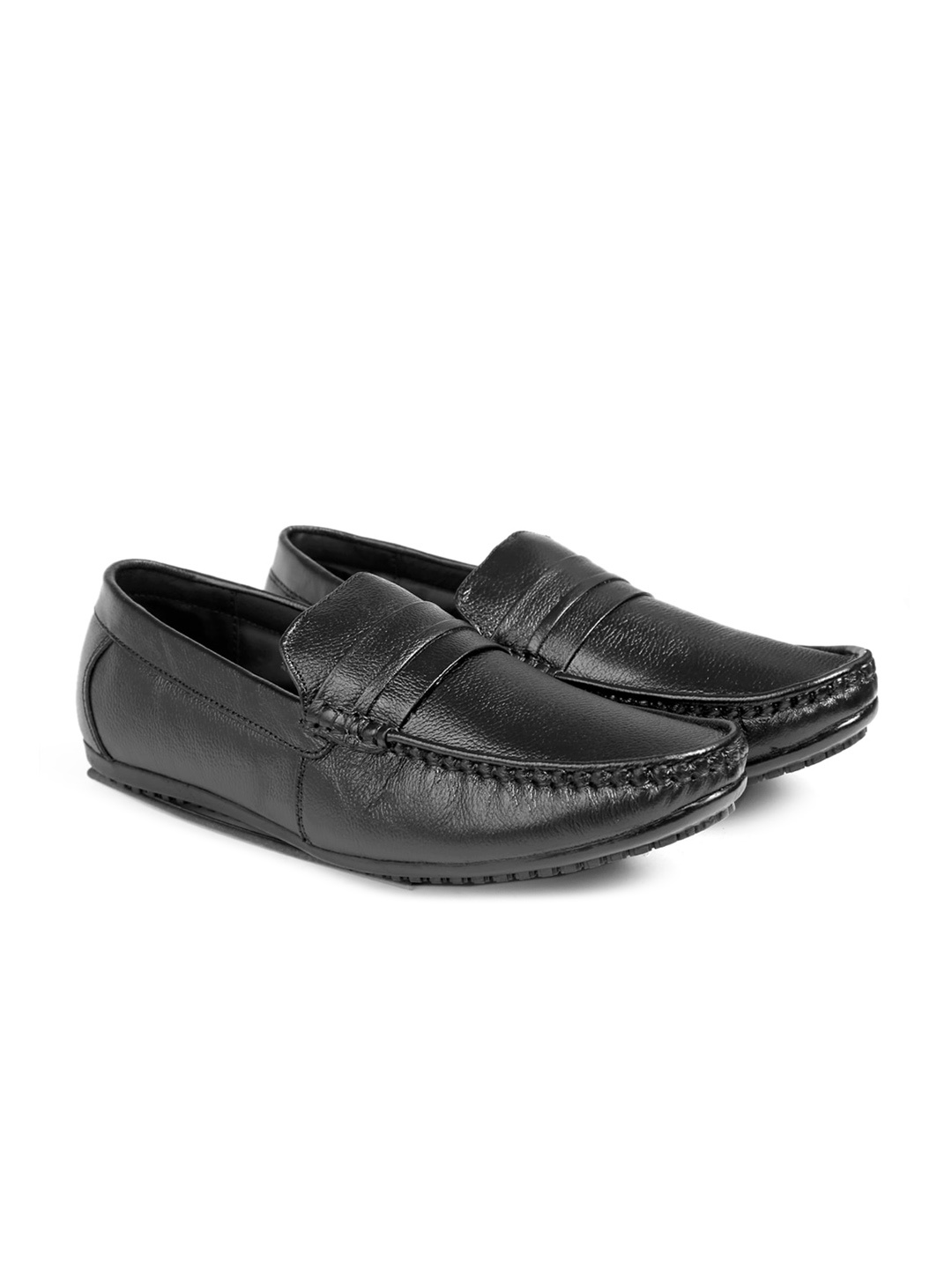 

Bxxy Men Textured Leather Formal Loafers, Black