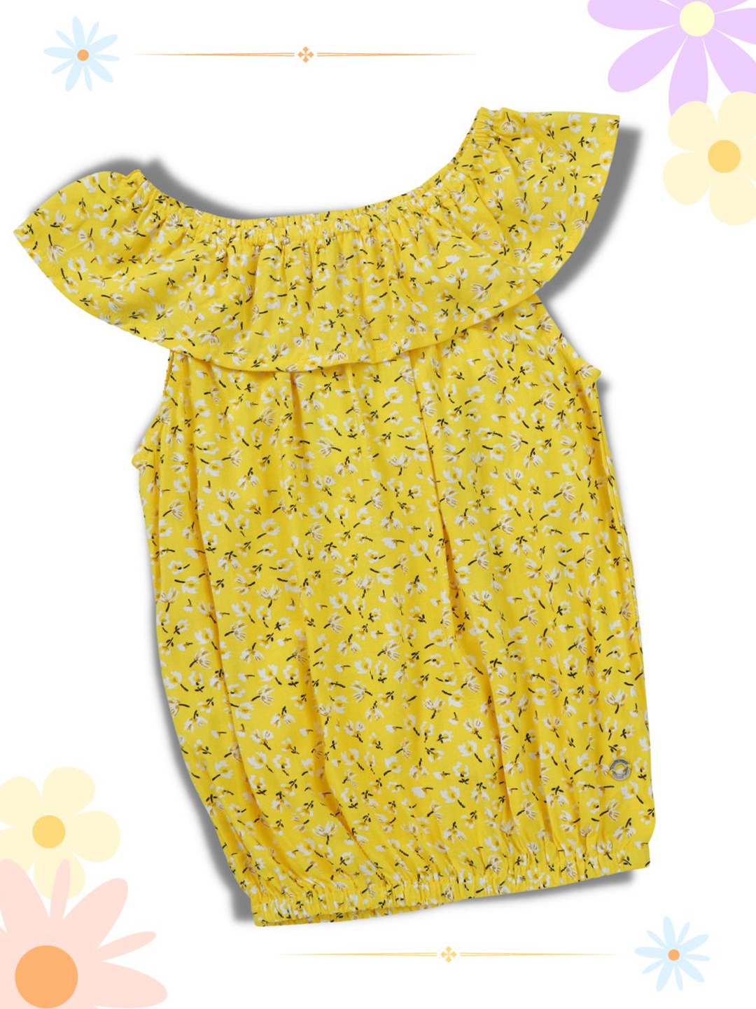 

Gini and Jony Girls Floral Printed Cotton Blouson Top, Yellow