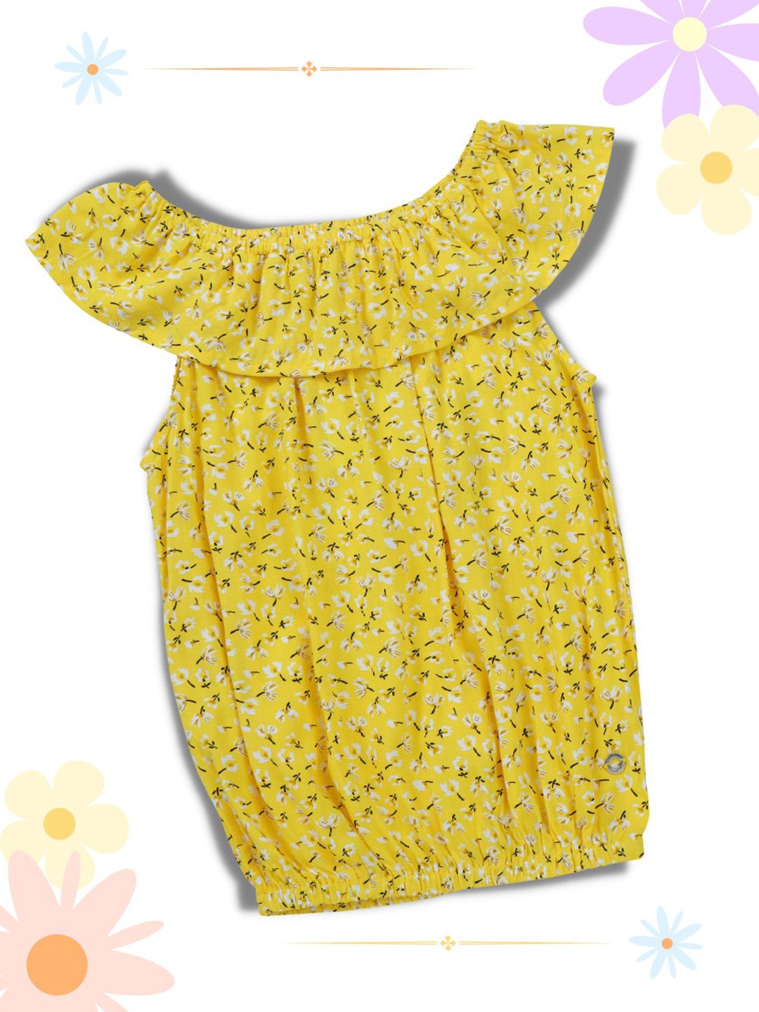 

Gini and Jony Girls Floral Printed Cotton Bardot Top, Yellow