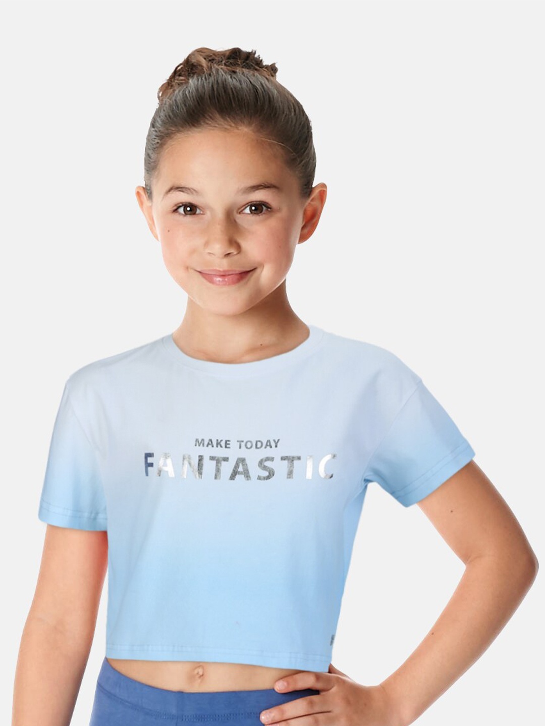 

Gini and Jony Infants Girls Typography Print Cotton Crop T-Shirt, Blue