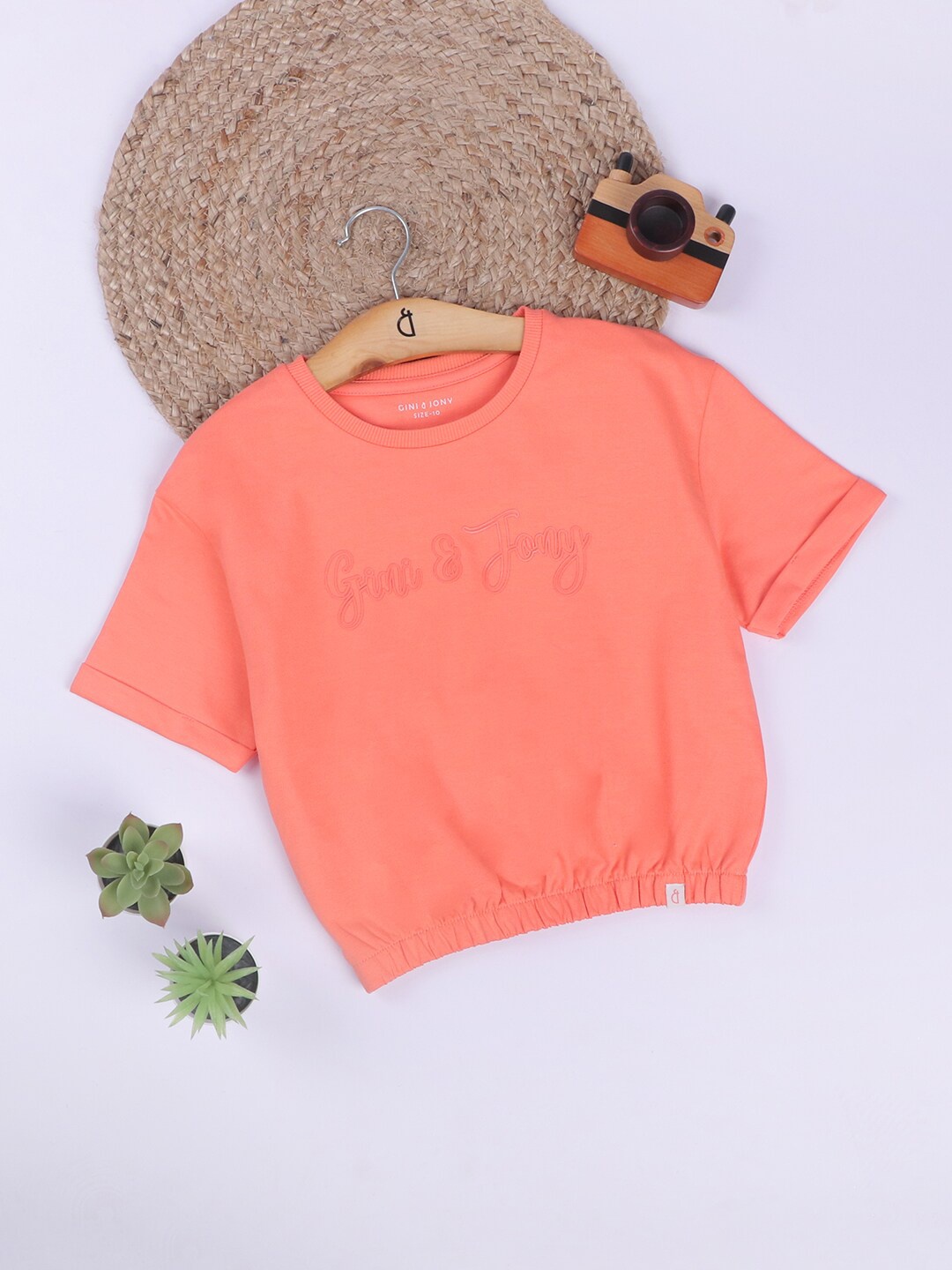 

Gini and Jony Girls Cotton Blouson Top, Pink