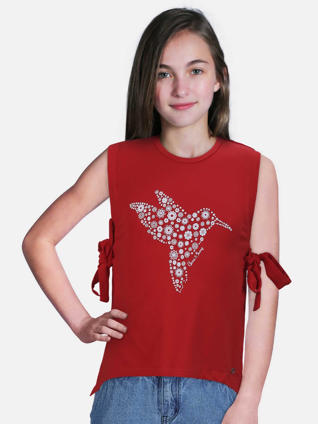 

Gini and Jony Girls Cotton Sleeveless Top, Maroon