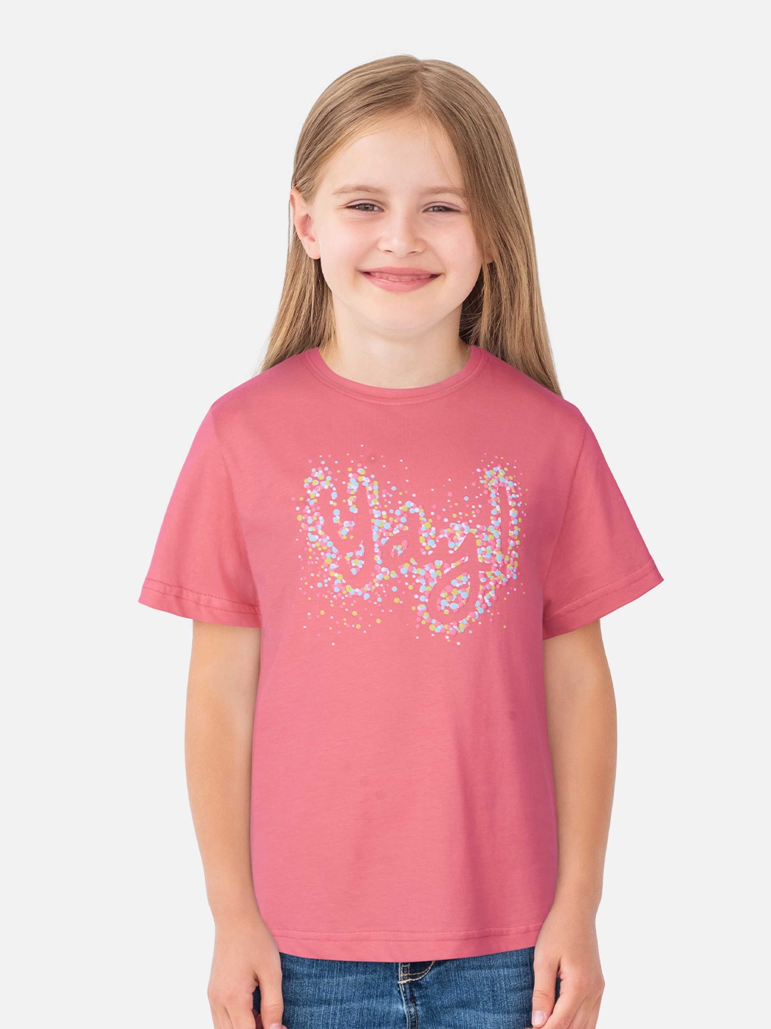 

Gini and Jony Infants Girls Typography Printed Cotton T-shirt, Pink