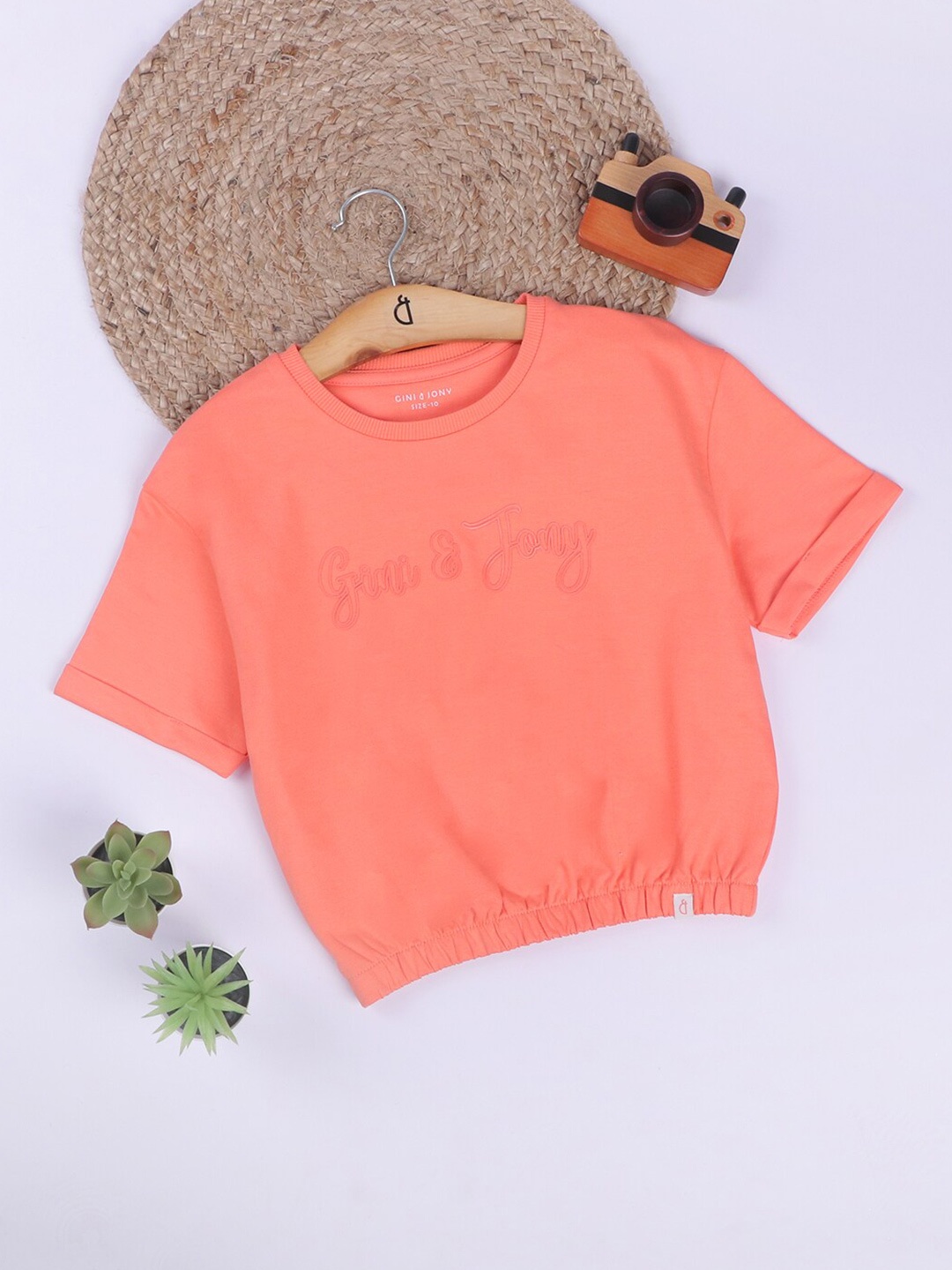 

Gini and Jony Infants Girls Cotton Crop T-Shirt, Pink