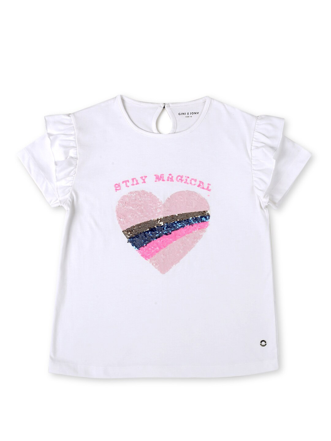 

Gini and Jony Girls Typography Printed Cotton T-shirt, White