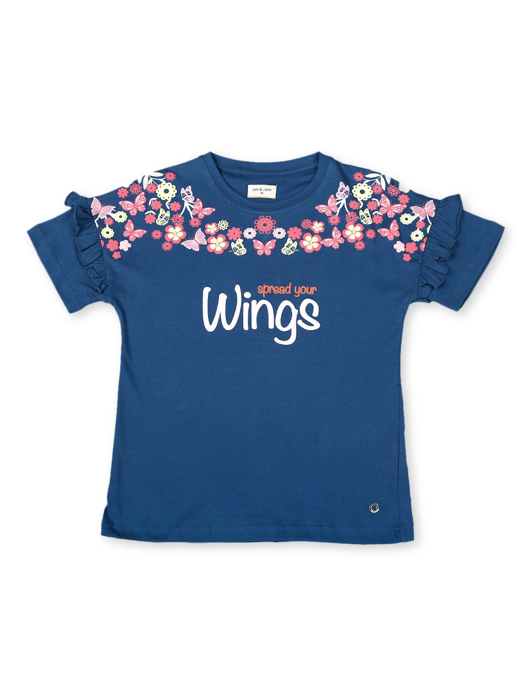 

Gini and Jony Infants Girls Typography Print Cotton T-Shirt, Blue