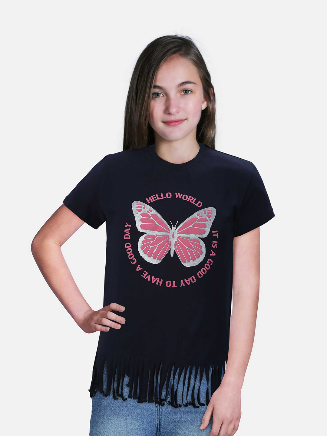 

Gini and Jony Girls Conversational Print Cotton T-Shirt, Black