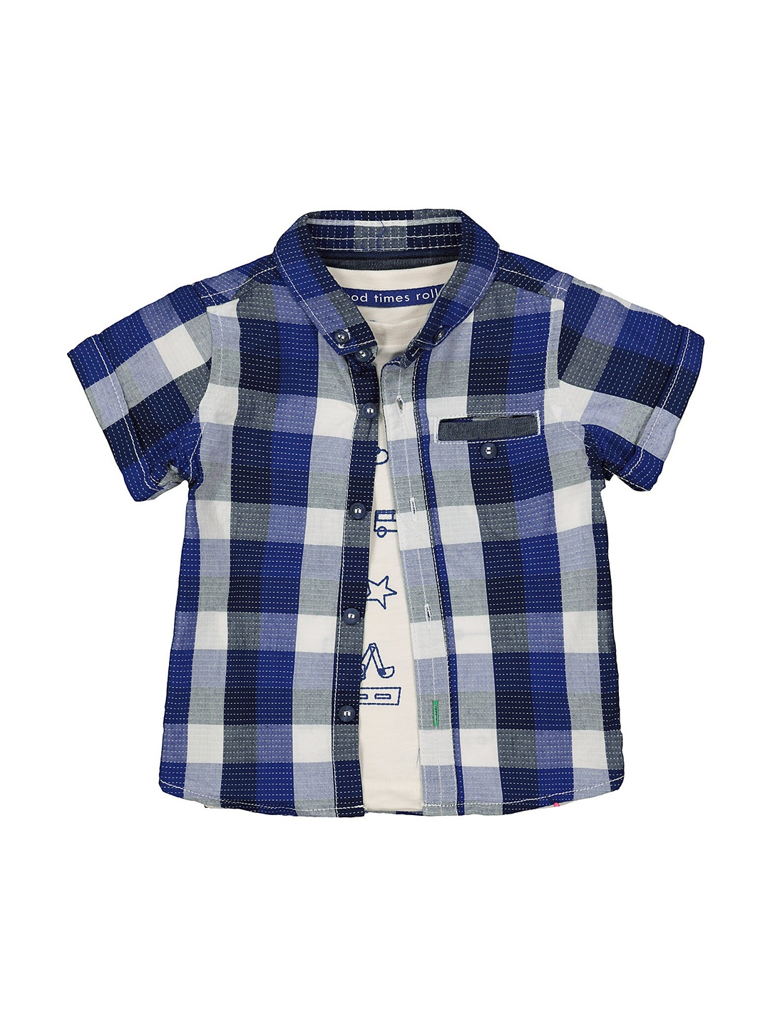 

mothercare Boys Buffalo Checked Cotton Casual Shirt, Blue
