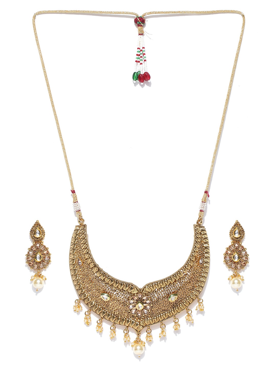 

PANASH Antique Gold-Plated Stone-Studded Jewellery Set