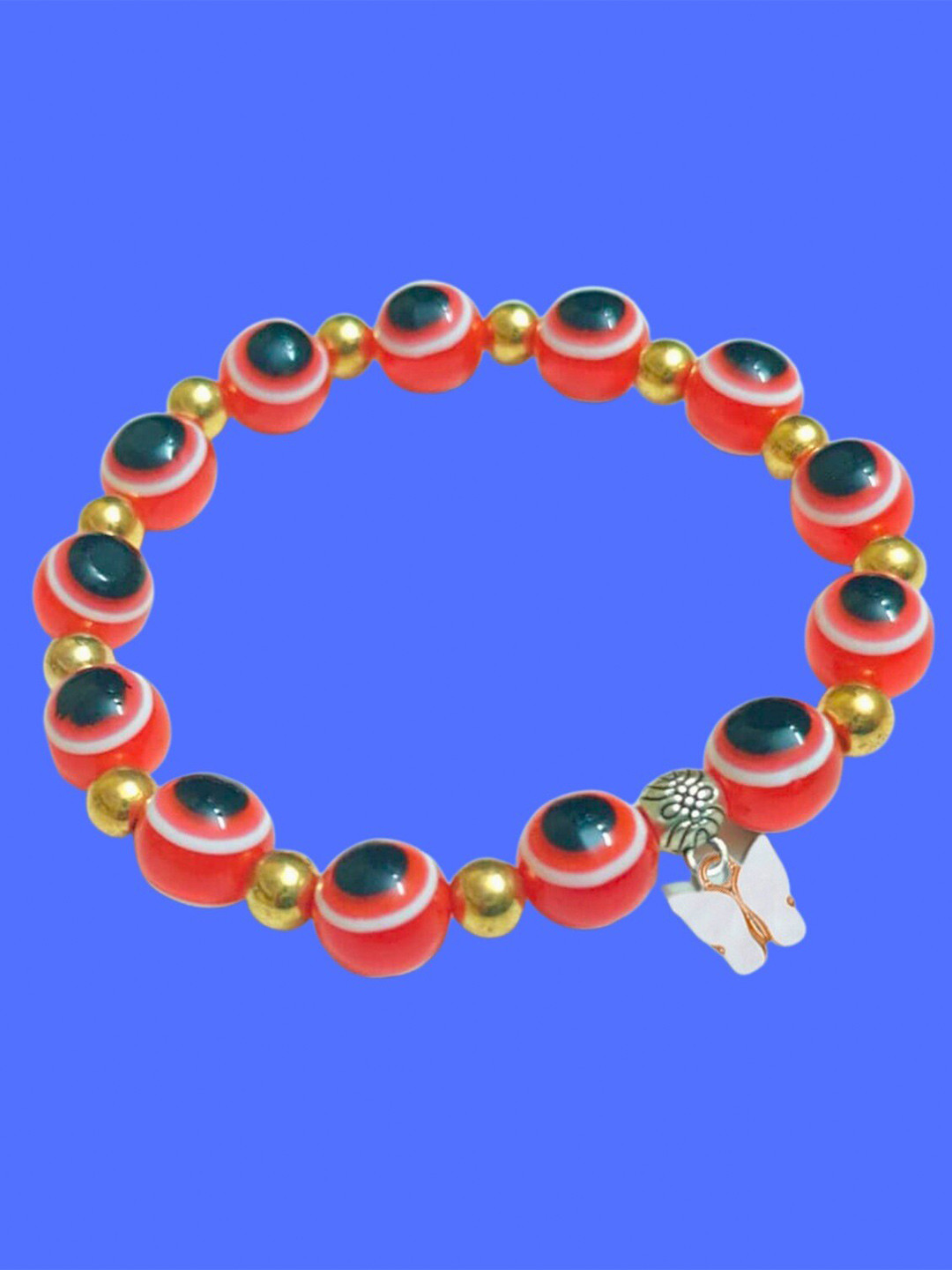 

Pinapes Gold-Plated Evil Eye Beaded Elasticated Bracelet