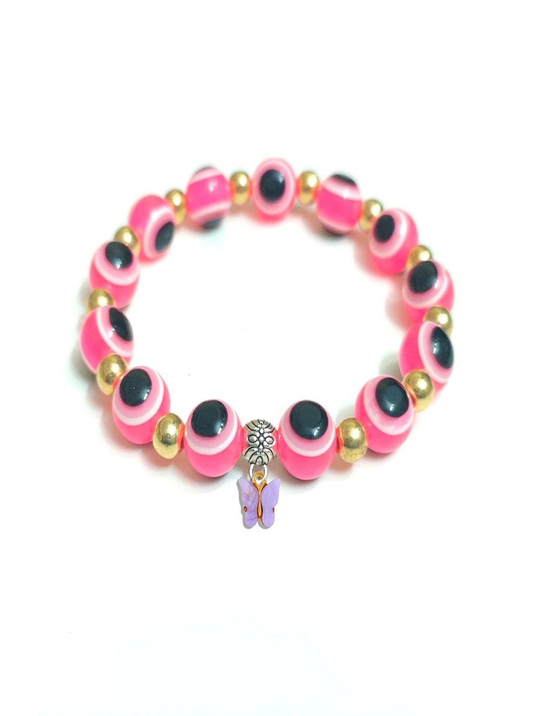 

Pinapes Beaded Elasticated Bracelet, Pink